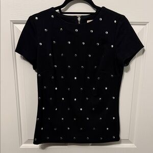 MICHAEL Michael Kors Black Tee with Silver Accents